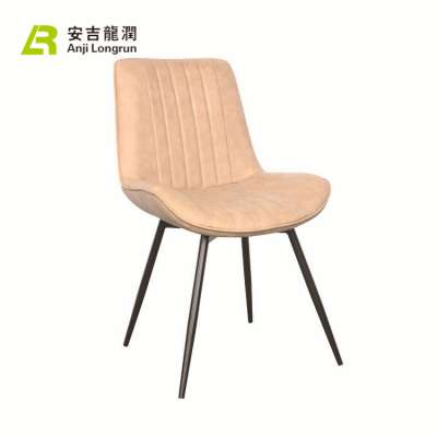 PU leather iron steel foot antique Dining Chair In Modern French Style