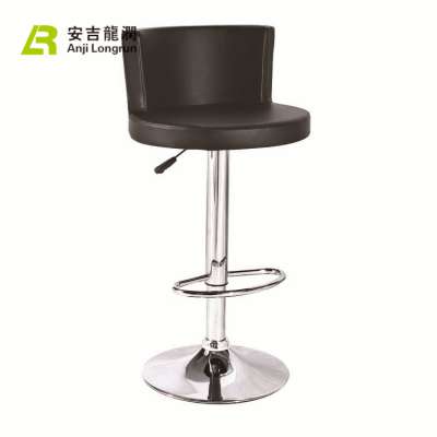 modern adjustable swivel PU seat high round bar stool with PP back