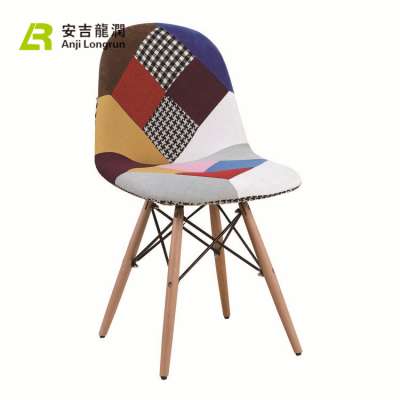 High Quality Popular Design Linen sitting face Chair with wooden stool leg