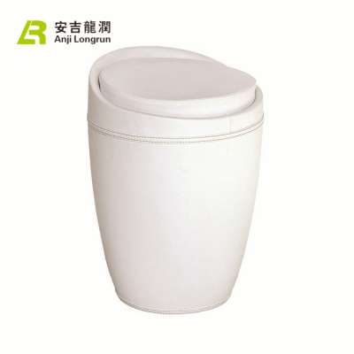 high quality white PU leather HARD PVC ottoman with moved round lid