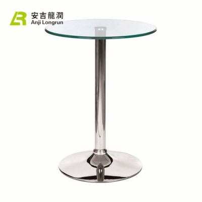 Height adjustable round Tempered glasstable dining table with chromed gas lift From China