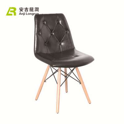 Luxury wooden leg armless button decoration PU leather Dining Room Chairs