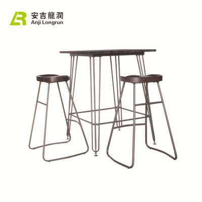 Retro Finish Commercial Metal Bar Stool Supplier Cafe High Bar Table and Chairs set