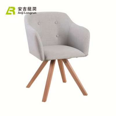 High Quality Fabric Upholstered Hotel wooden Legs armrest Dining Chairs