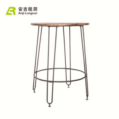 Antique Solid Cheap Used Wood tabletop Cafe Restaurant Vintage Bar Table China with iron foot